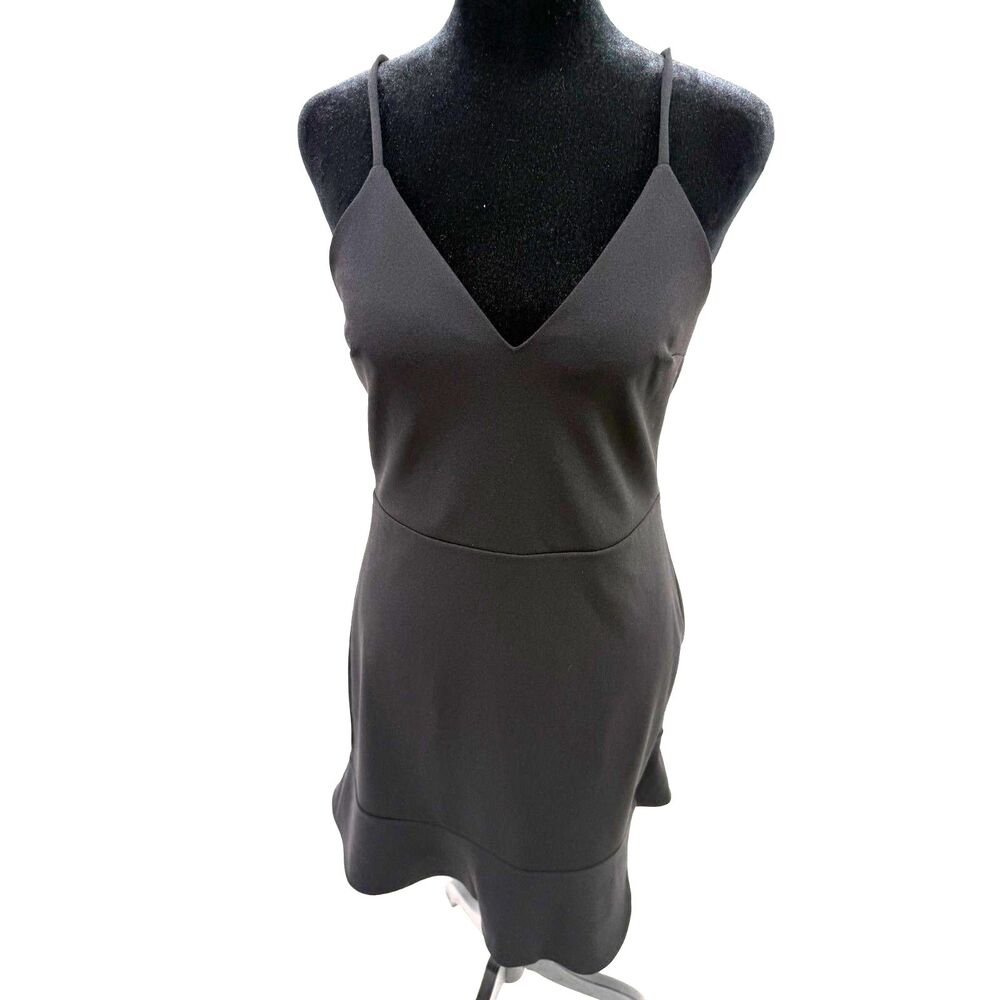 Express black strappy mini dress with bottom hem ruffle detail - Picture 2 of 7